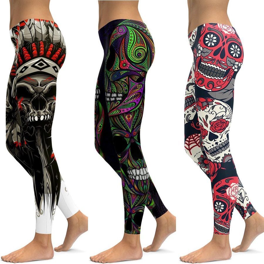 skull running tights